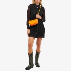 GANNI Pleated Georgette Shirt Dress 8 GANNI Pleated Georgette Shirt Dress -Marine Serrc Style 13 09 2023 BLR F8306 099 m8 1