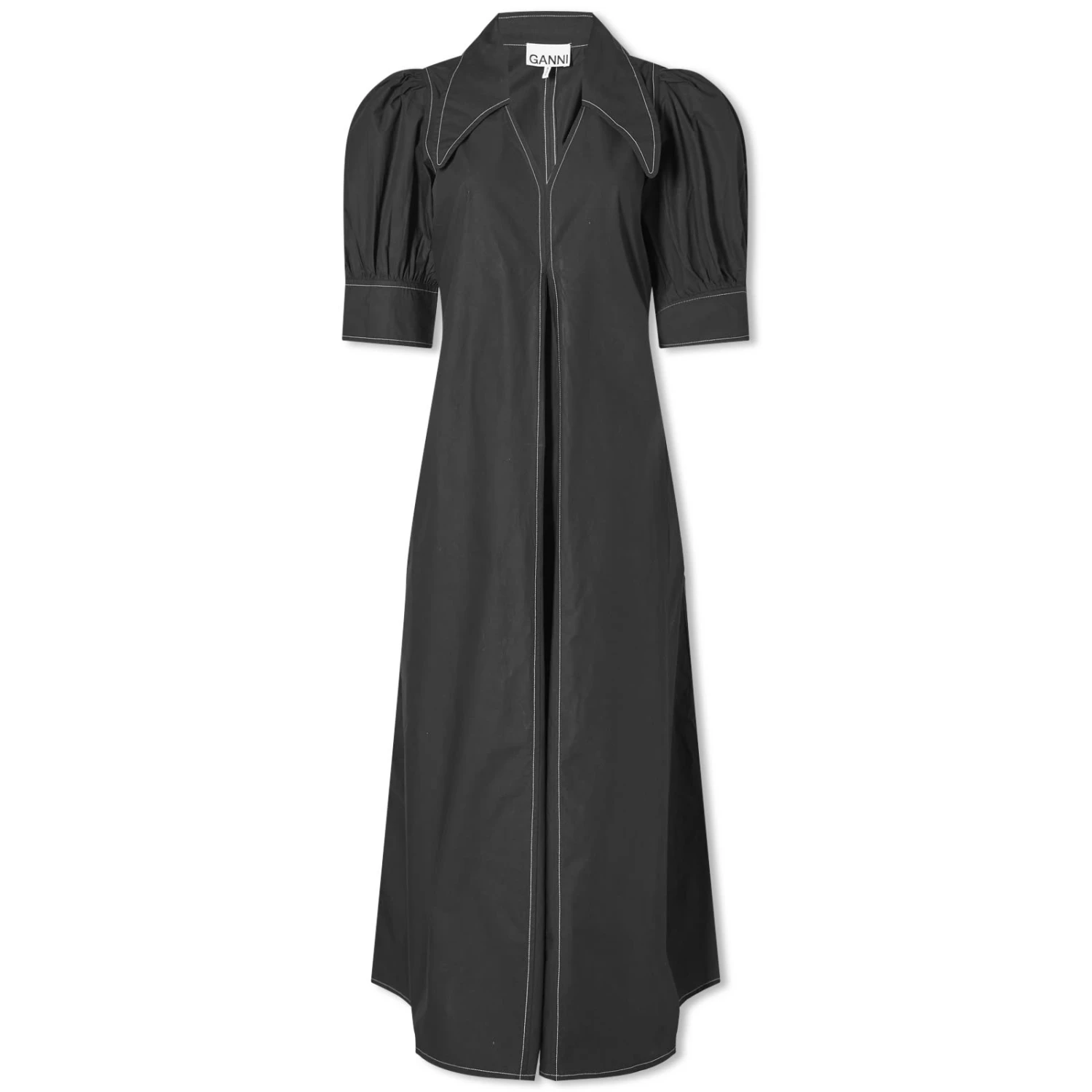 Ganni Cotton Poplin V-Neck Maxi Dress 1 Ganni Cotton Poplin V-Neck Maxi Dress