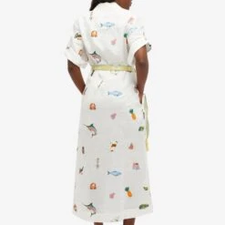 ALÉMAIS Blue Marlin Embroidered Dress -Marine Serrc Style 23 04 24 SI 3168D CRM 7 1